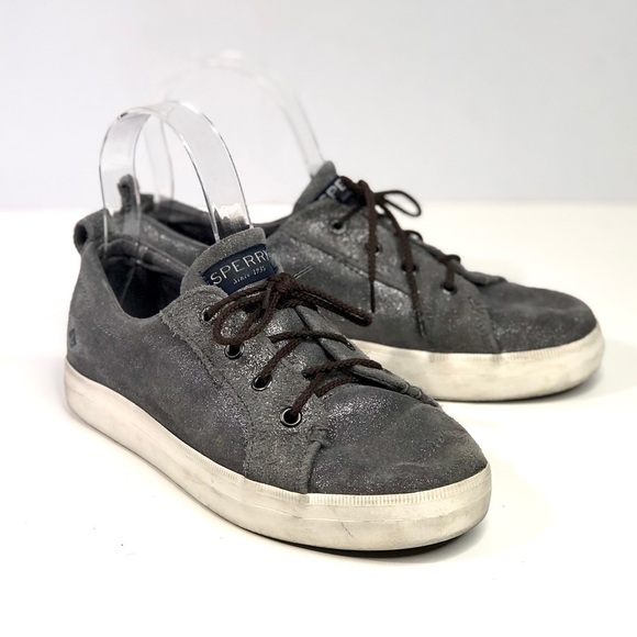 Sperry metallic silver suede lace-up sneakers 6 - Picture 3 of 11